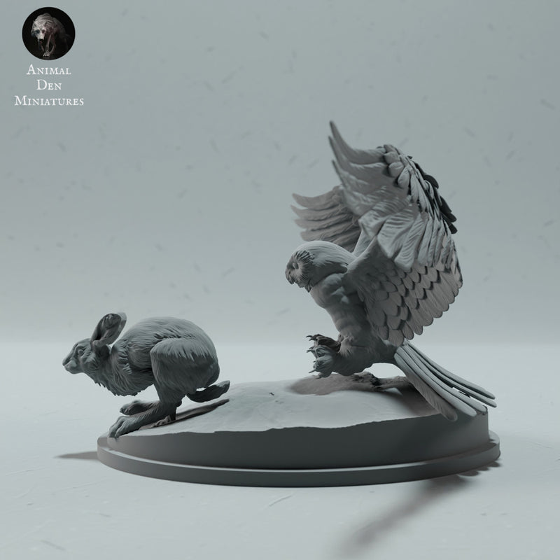 Snowy Owl Hunting Arctic Hare - Only-Games