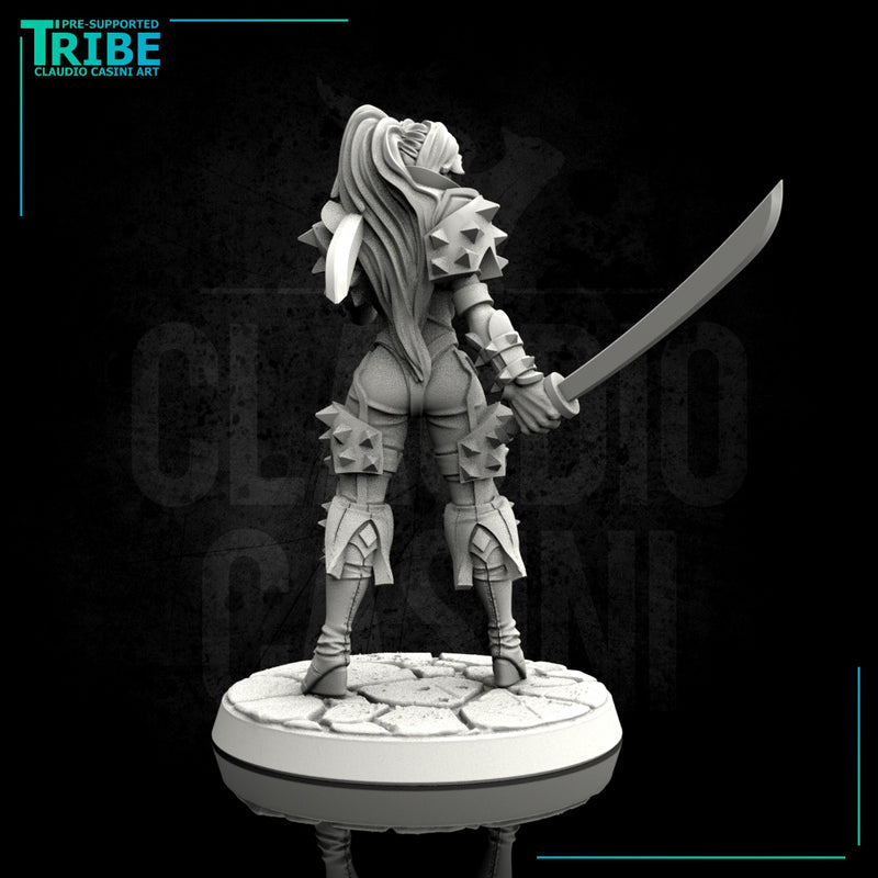 (0078) Female elf human tiefling ninja warrior with katanas - Only-Games