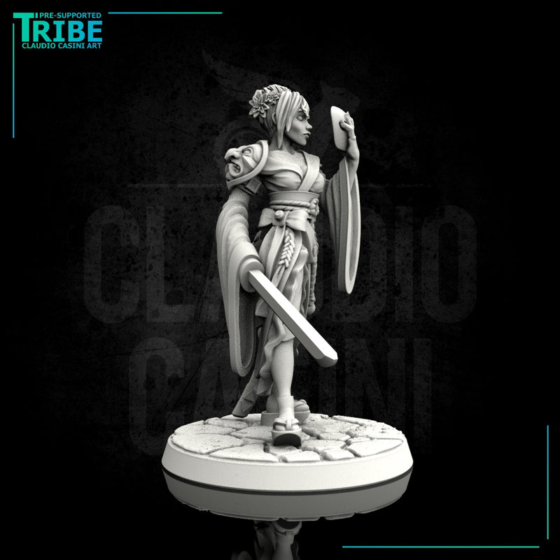 (0036) Female human elf tiefling oni samurai Kitsune - Only-Games