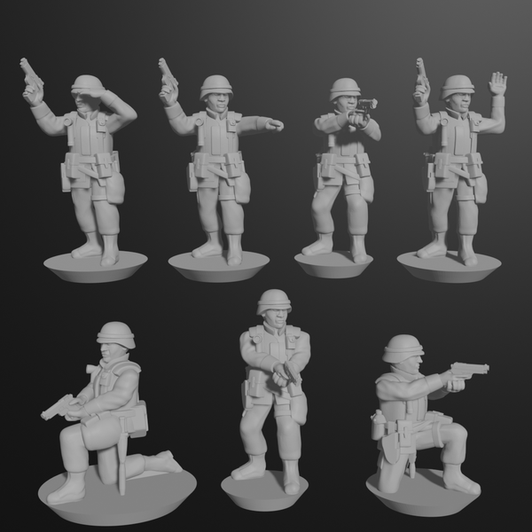 10 & 15mm US Infantry with M9 Pistols (9 poses) - Only-Games
