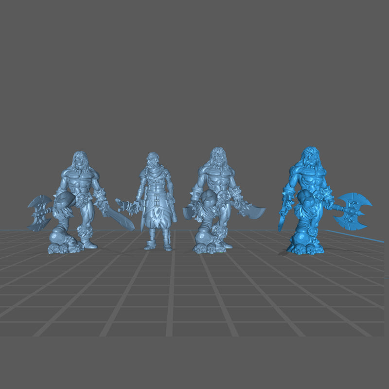 (0017) Male human half orc barbarian with weapons - Only-Games