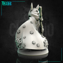 (0157) Female rabbitfolk wizard with a magical club, cape and a knife - Only-Games