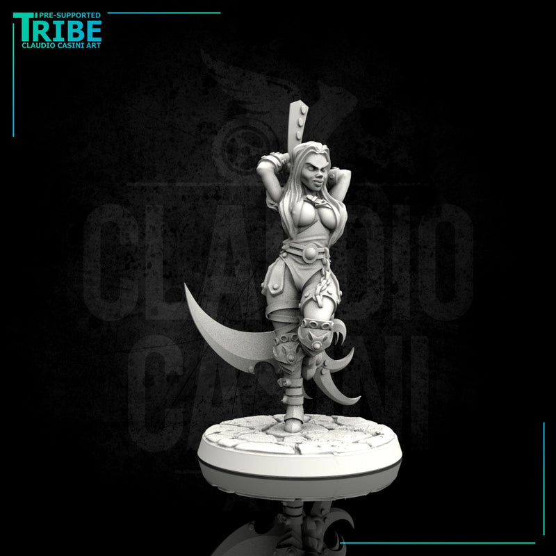 (0052) Female human elf tiefling vampire succubus warrior with scythe - Only-Games