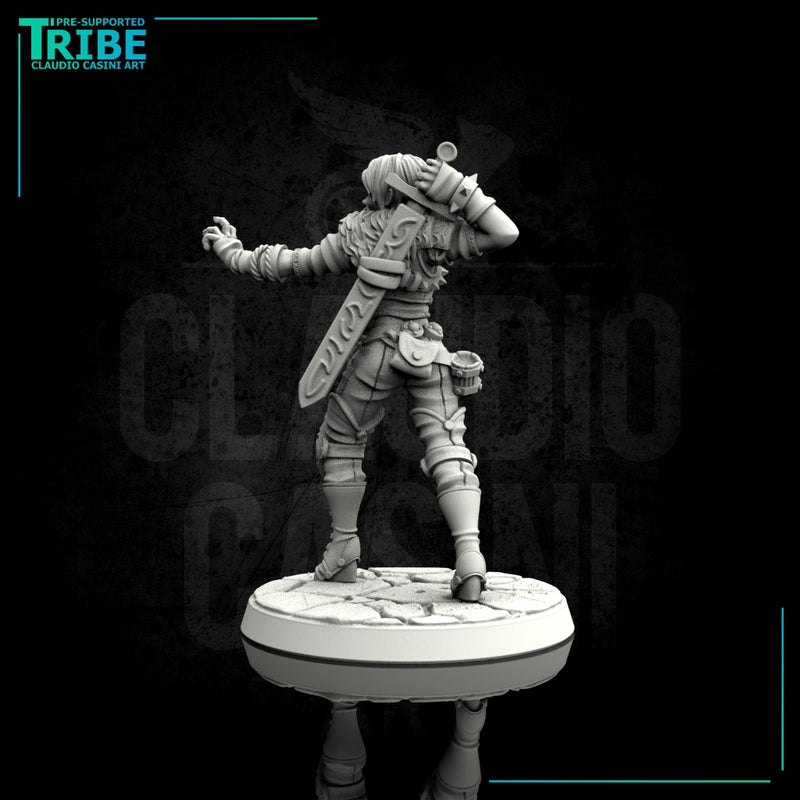 (0075) Female half-orc elf human tiefling warrior witch hunter with sword - Only-Games