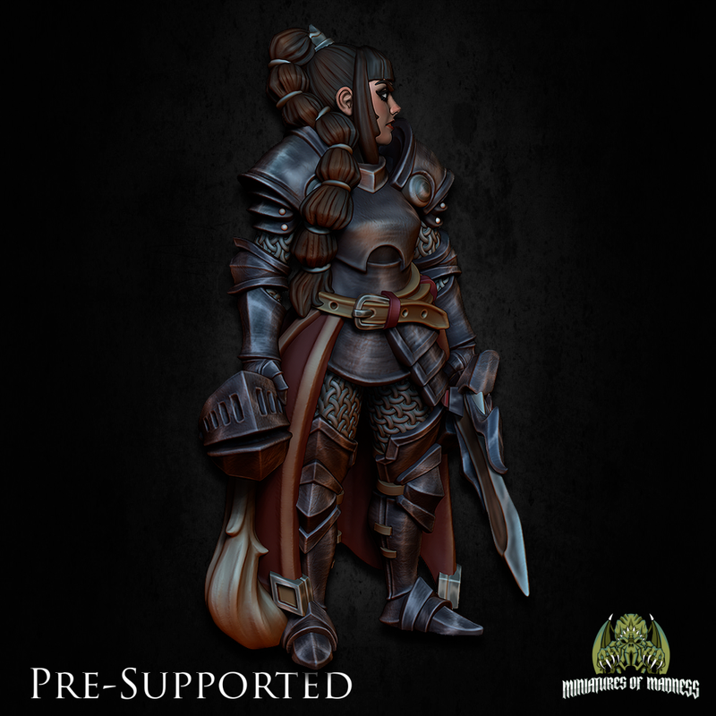 Ester Sunwalker [32mm] Female Paladin of Madness Knight Miniatures - by Cleric Miniatures 