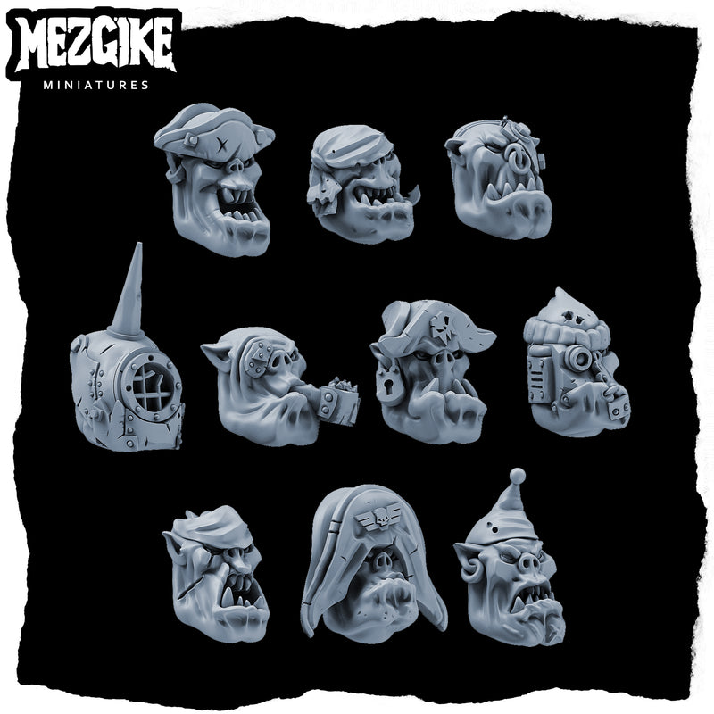 Orc freebooter pirate heads (physical miniatures conversion set) - Only-Games