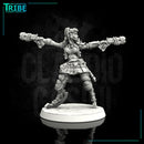 (0104) Female sci-fi post-apocalyptic street warrior with guns and bionic legs - Only-Games