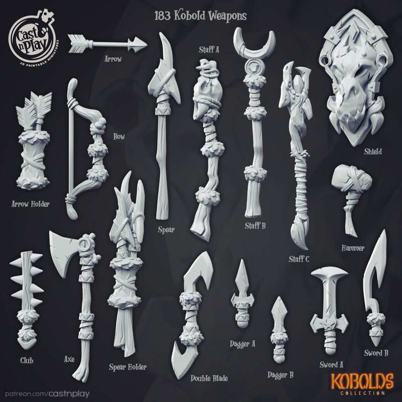 Kobold Weapons (17 Models) - Only-Games